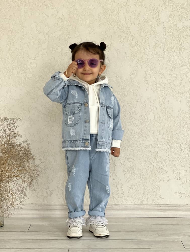 کت و شلوار جین طرح گل