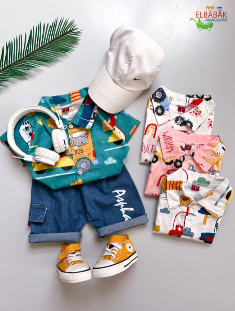 ست پیراهن و شلوارک طرح دار