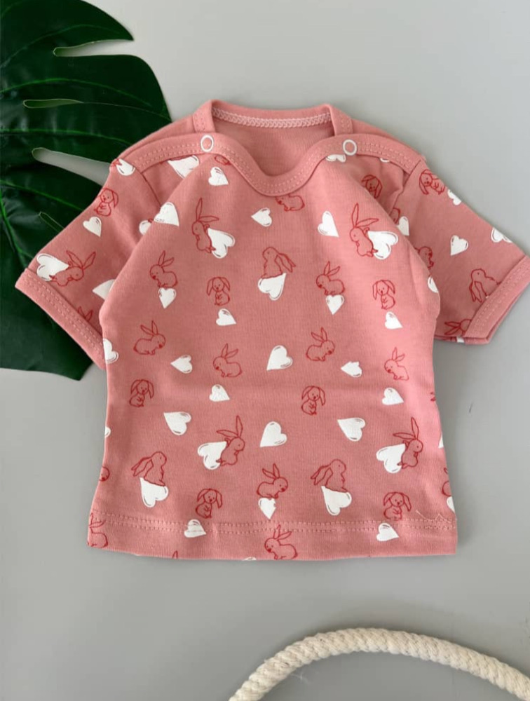 سرویس باز دخترانه قلب و خرگوش (بلوز آستین کوتاه)
