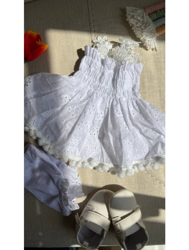 ست سارافون و شورتک گیپور سفید