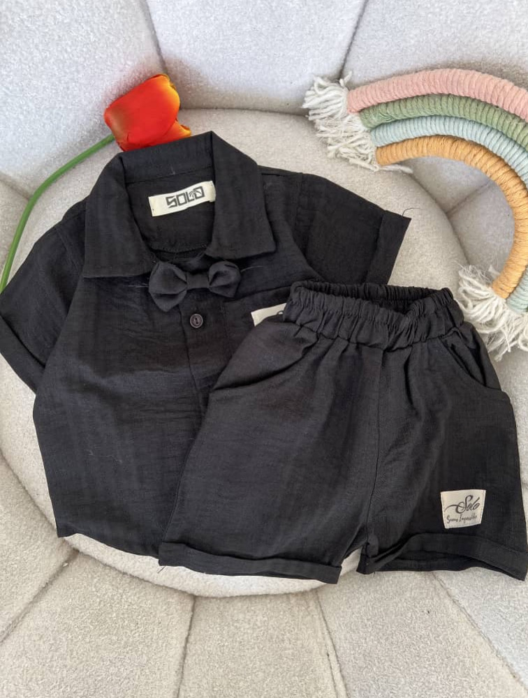 ست پیراهن و شلوارک پسرانه مشکی
