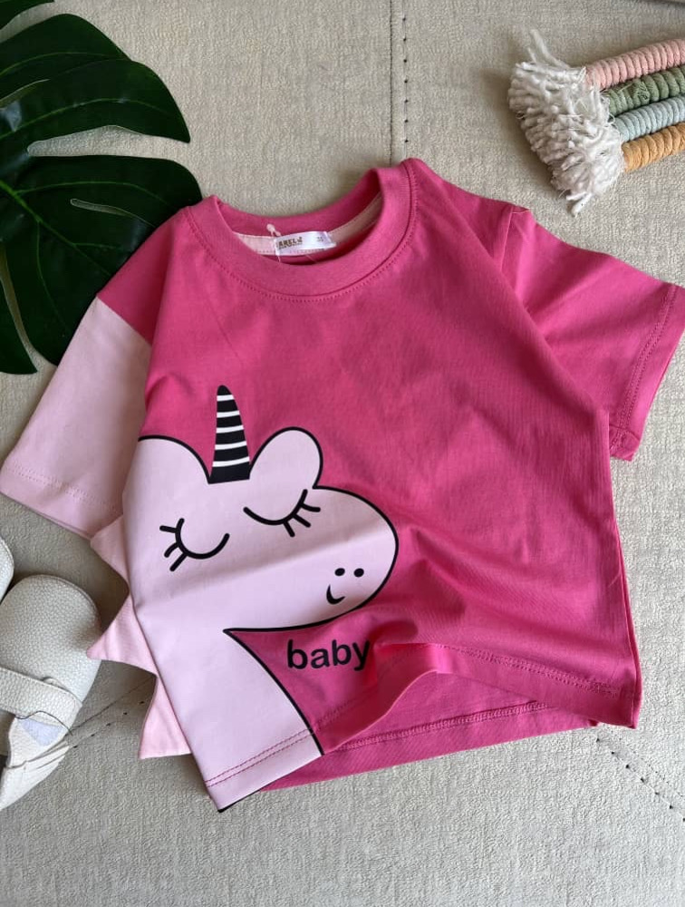 تیشرت آستین کوتاه طرح یونیکورن