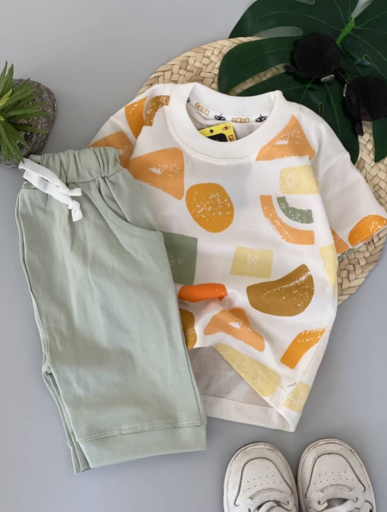 دوتیکه اسپرت طرح هندسی سبز پاستیلی