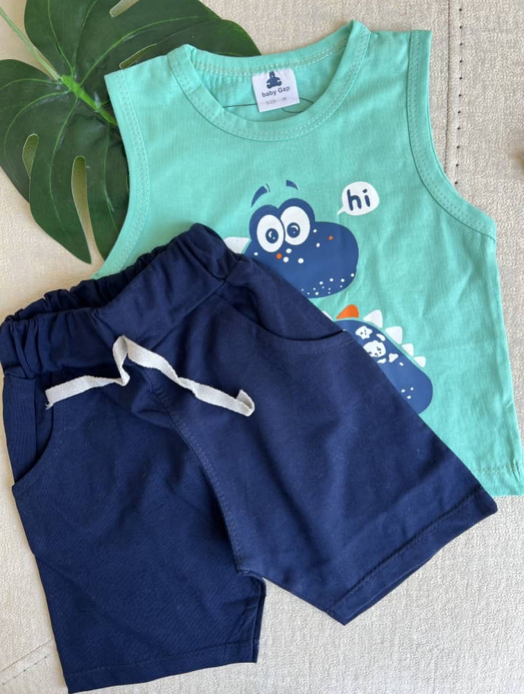 ست رکابی و شلوارک طرح دایناسور