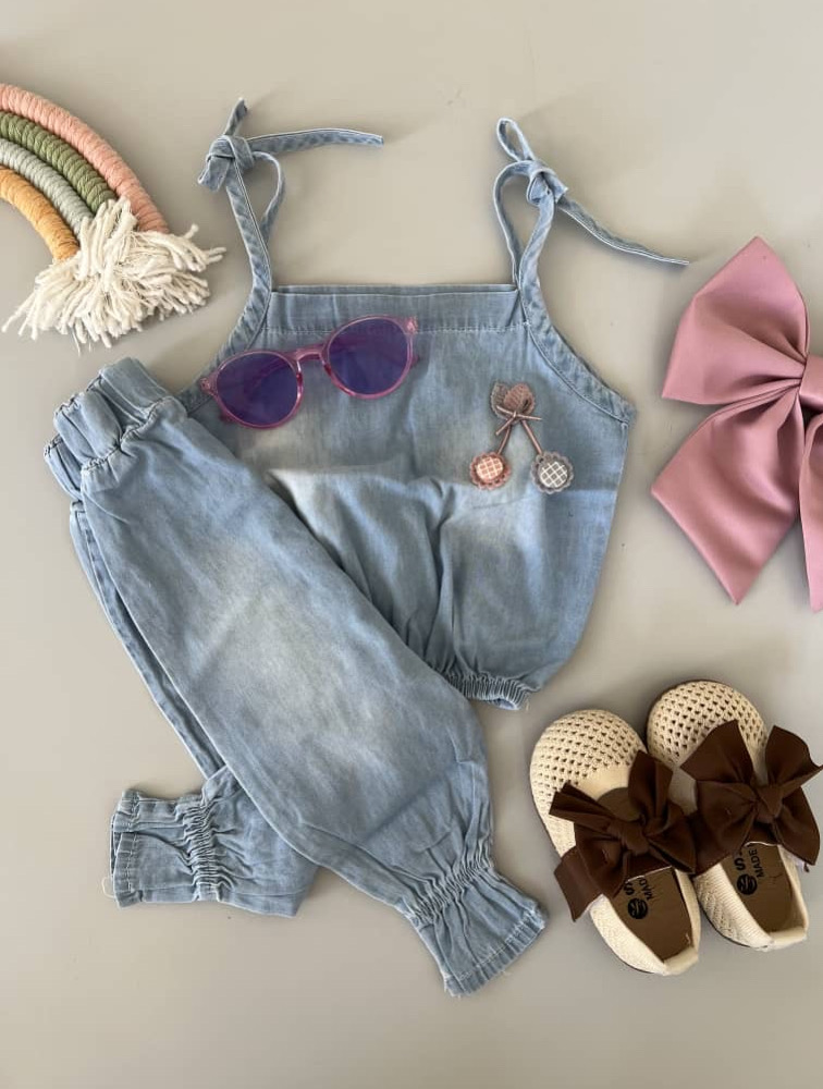 ست کراپ شلوار جین