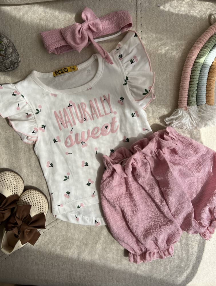 ست تیشرت شلوارک صورتی گیلاس