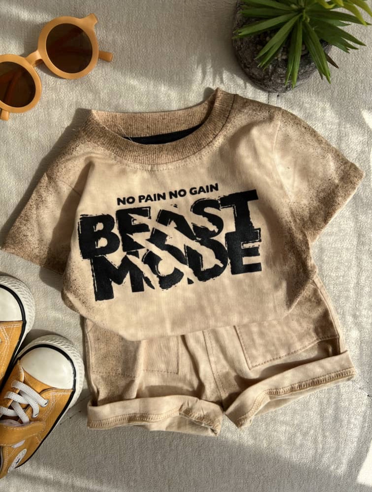 ست تیشرت شلوارک کرمی Best Mode