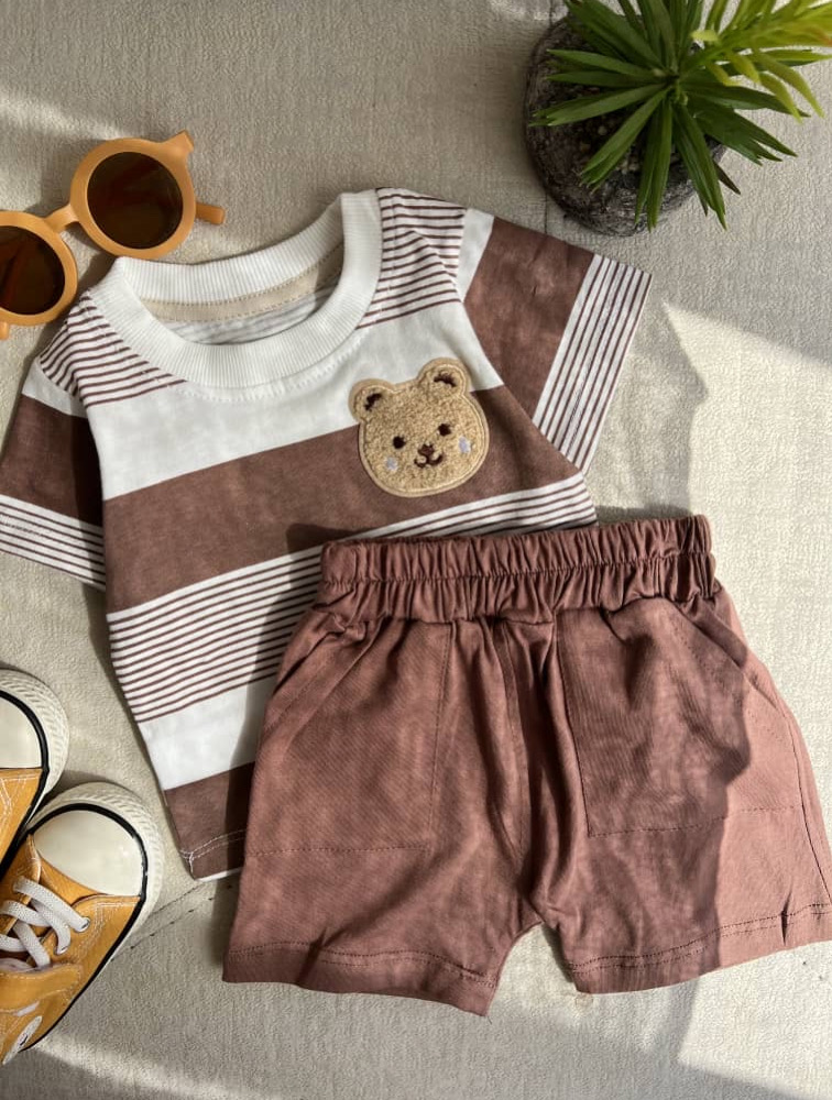 ست تیشرت شلوارک راه راه تدی