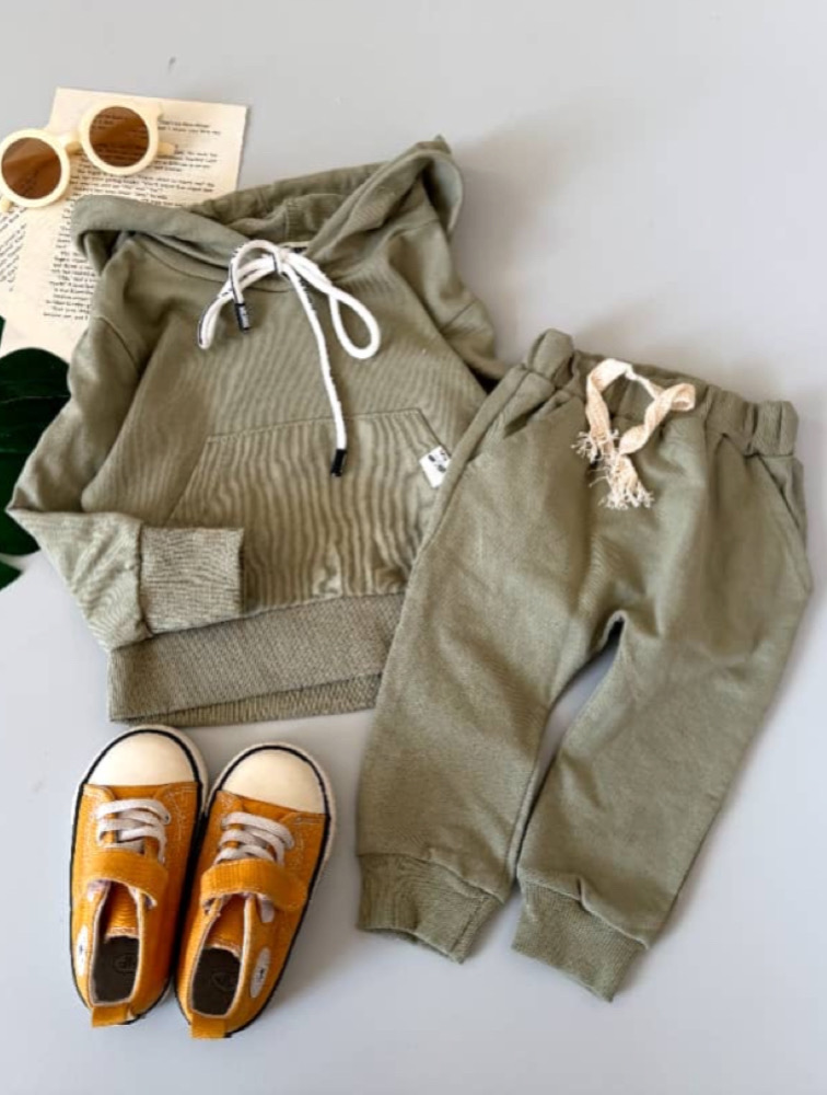 ست هودی شلوار سبز زیتونی