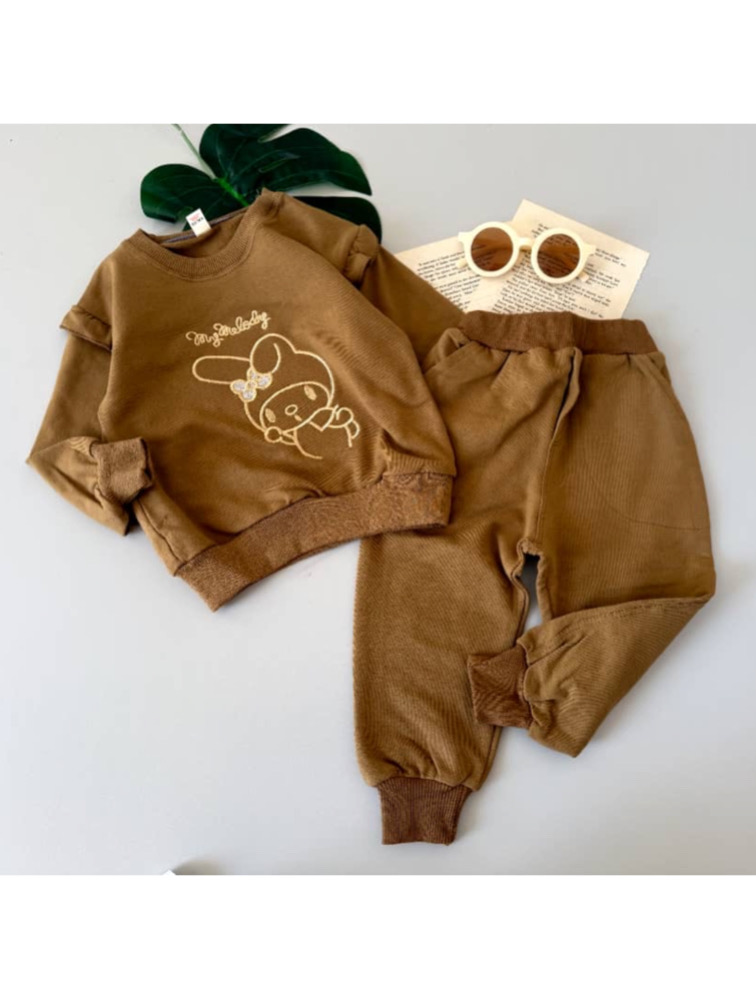 ست دورس و شلوار تکه دوزی شده قهوه ای