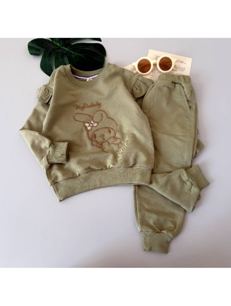 ست دورس و شلوار تکه دوزی شده سبز