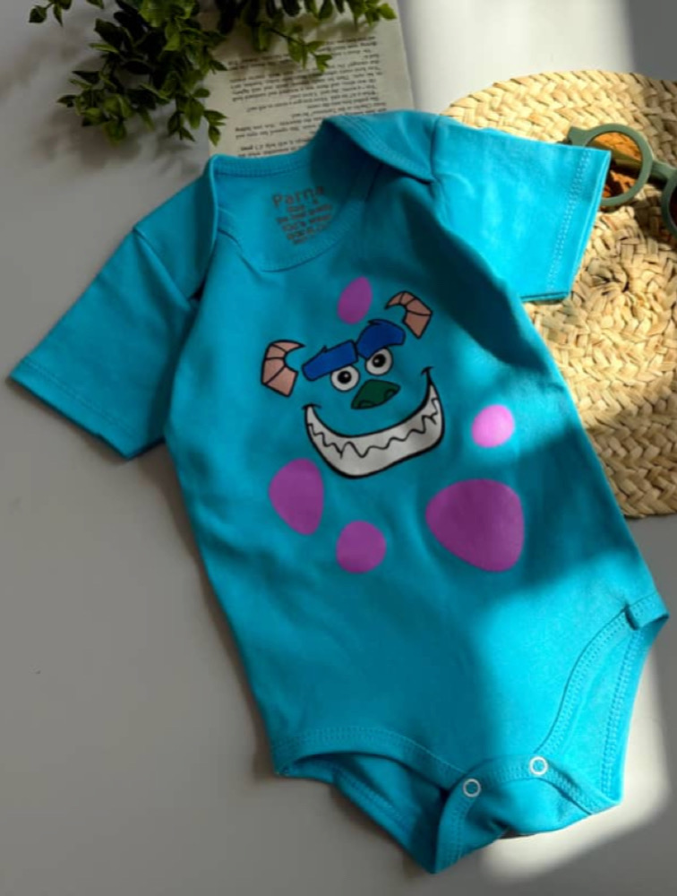 زیردکمه آستین کوتاه آبی طرح سالیوان