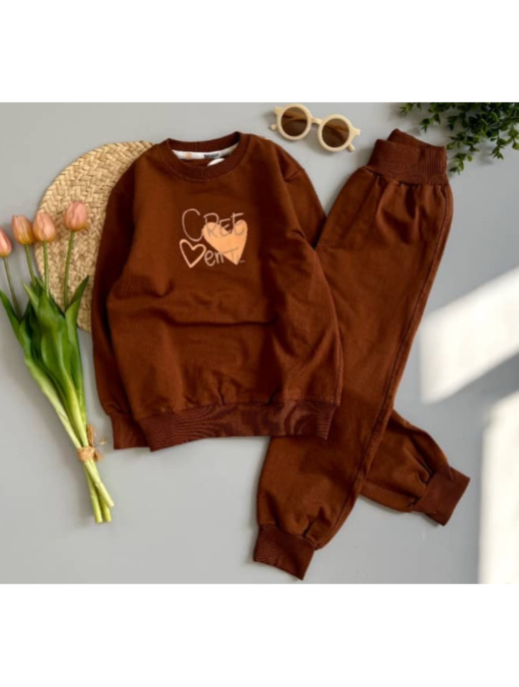 ست دورس و شلوار قهوه ای طرح قلب