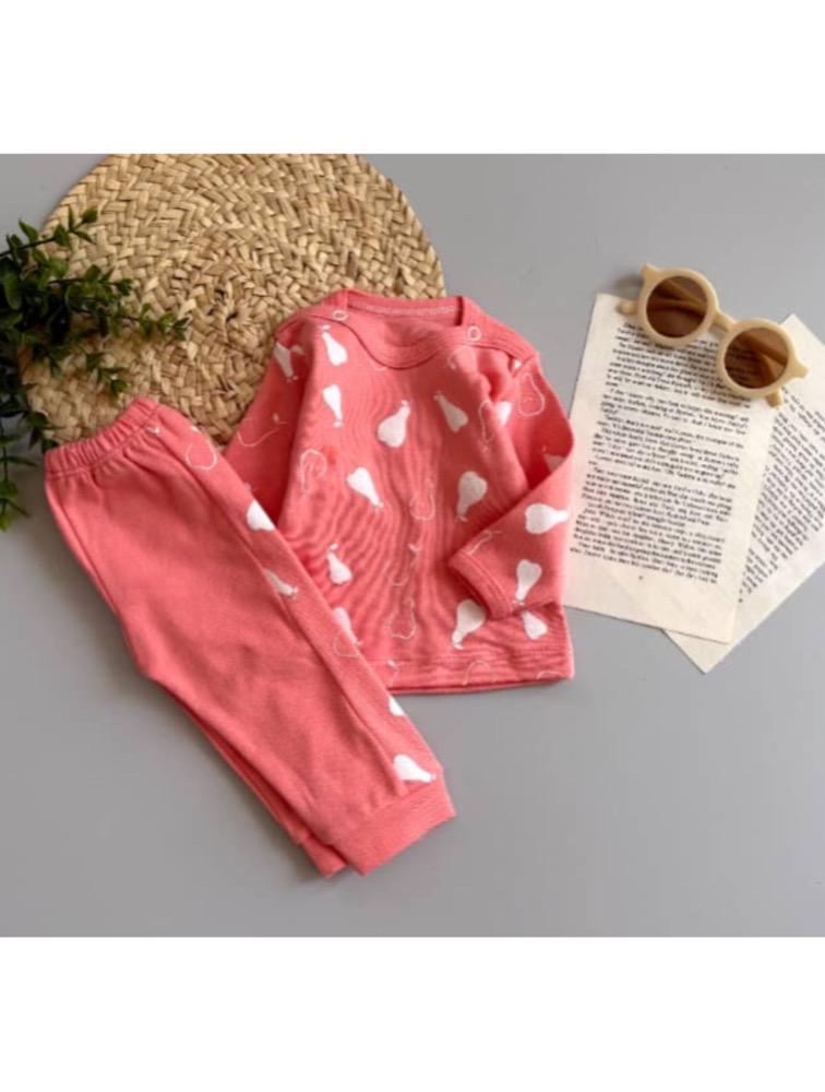 ست بلوز شلوار صورتی طرح گلابی