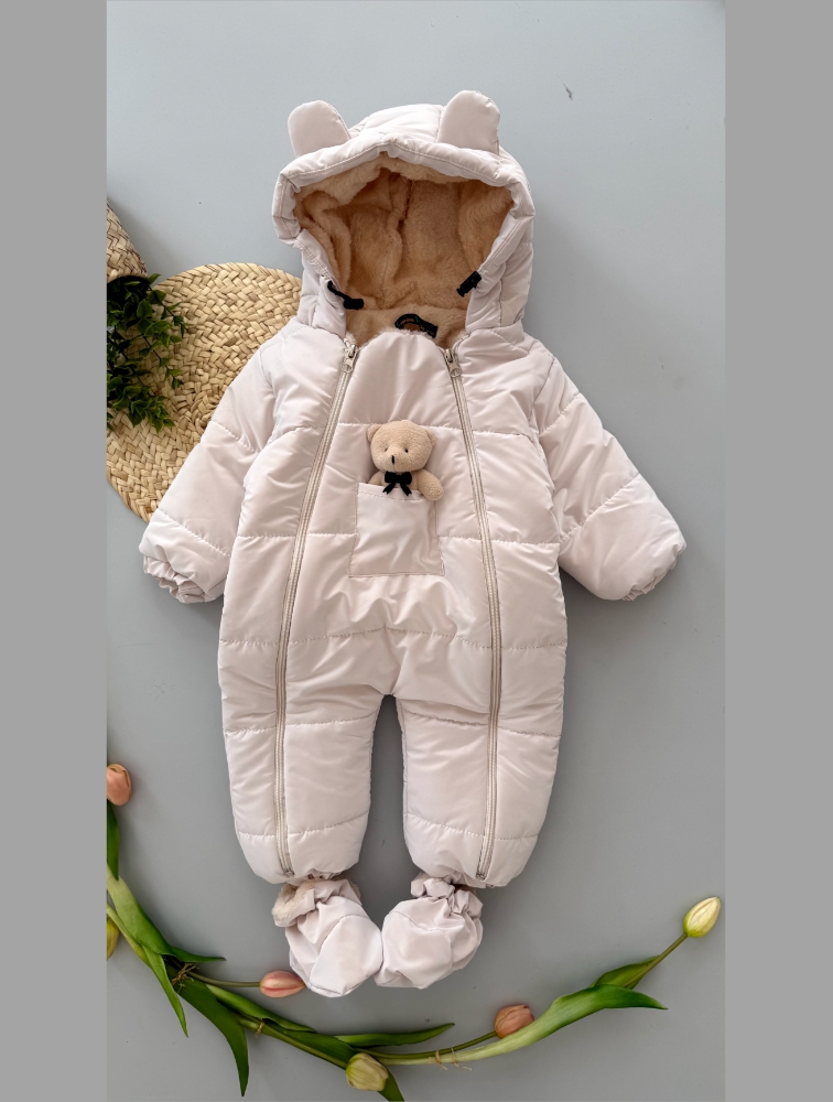 کاپشن سرهمی ساده خرسی صدفی