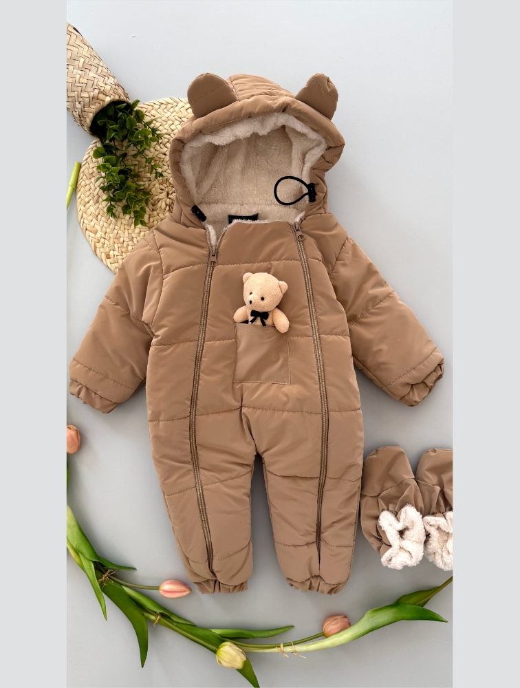 کاپشن سرهمی ساده خرسی نسکافه ای