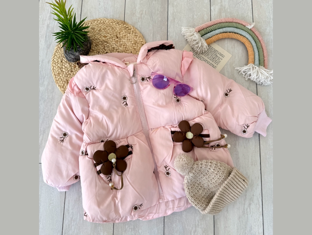 کاپشن خارجی صورتی گل