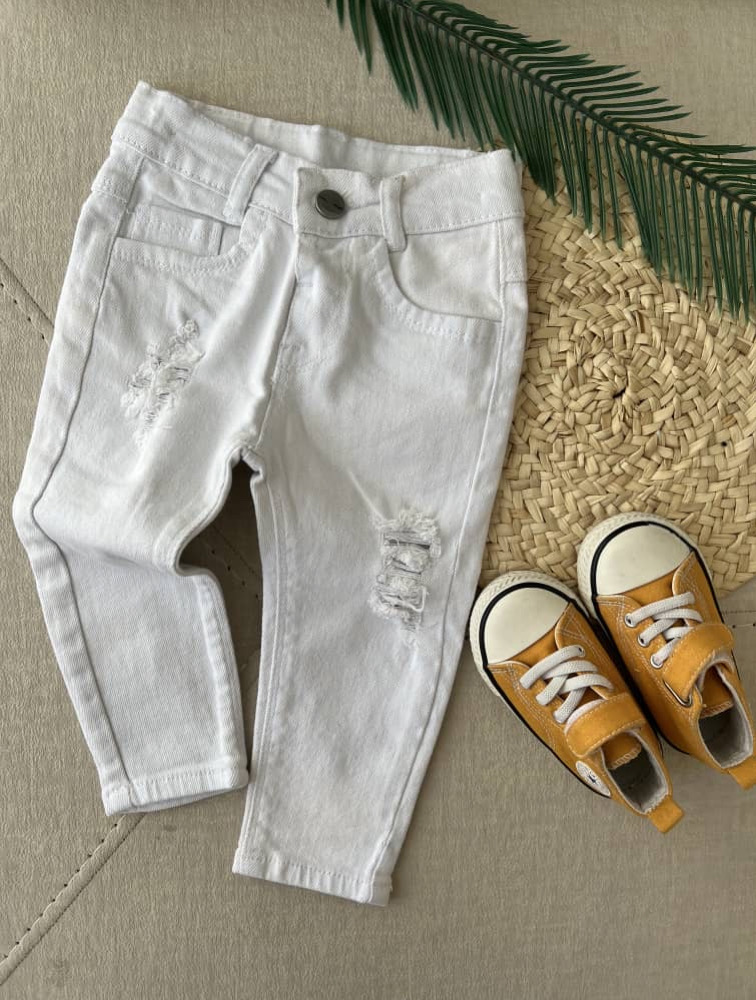 شلوار جین راسته سفید بدون زاپ