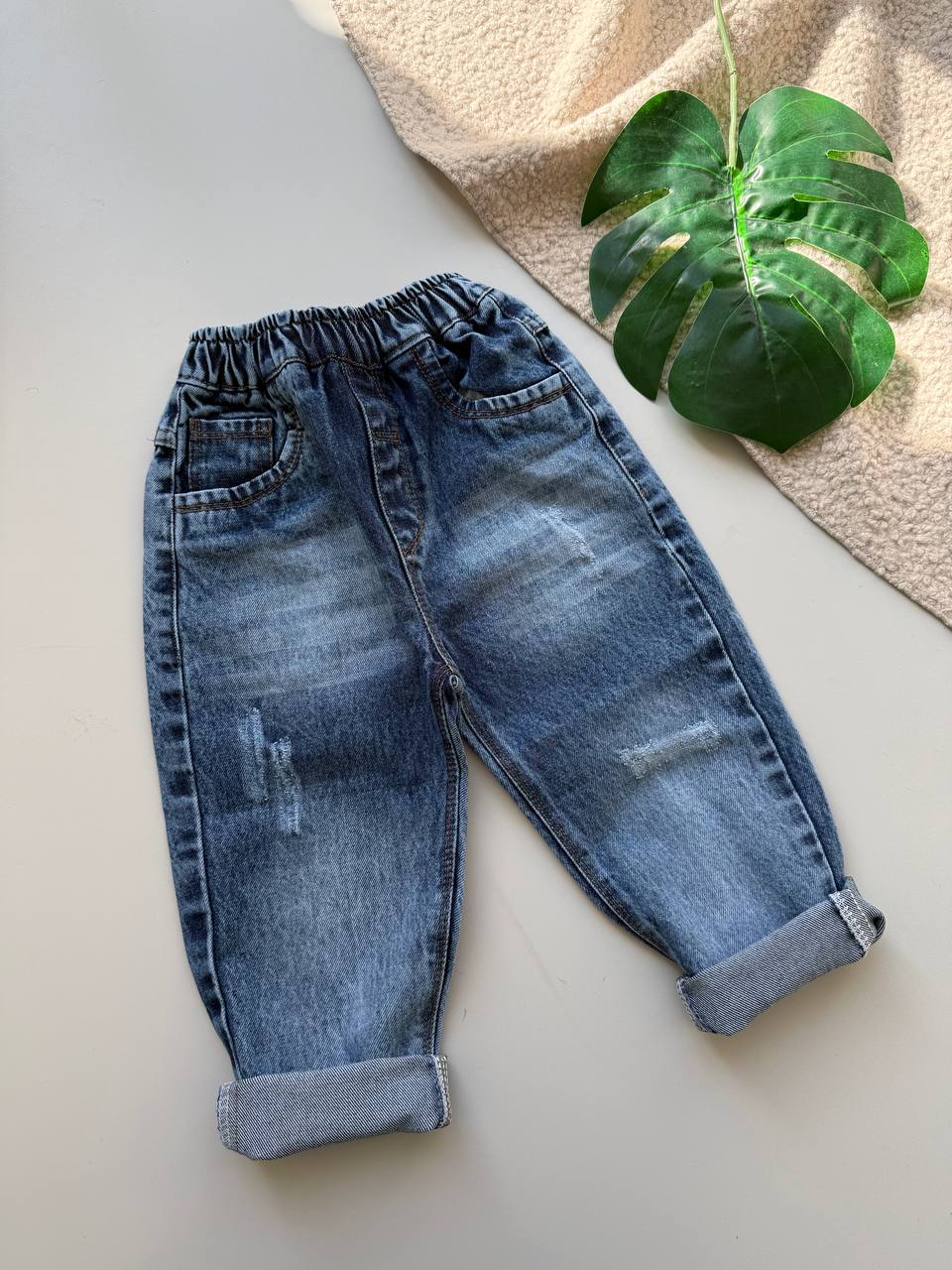 شلوار جین مام استایل آبی