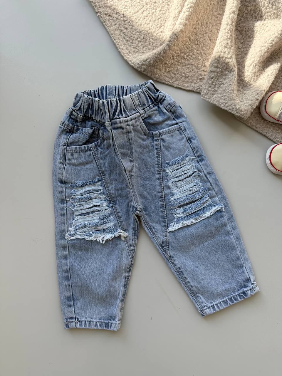 شلوار جین مام استایل تیکه دوزی