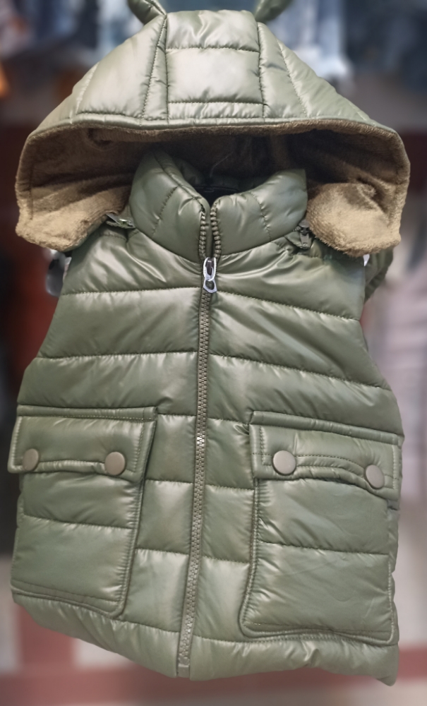 پافر کلاه خرگوشی جیب دگمه سبز